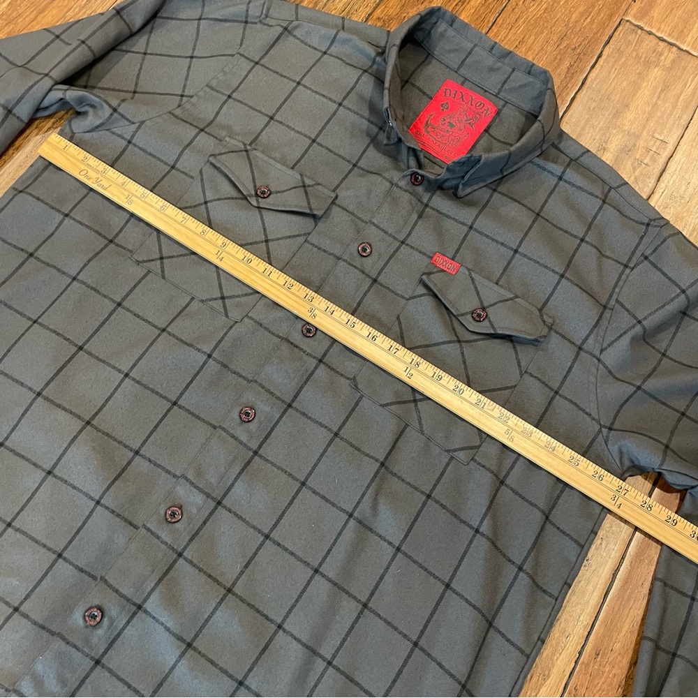 DIXXON Flannel Company “The Lafayette”, Long Sleeve Gray Plaid Button-up Shirt - Picture 7 of 9